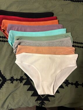 Women’s Ribbed Cotton-Blend Bikini Briefs - Multi Colors